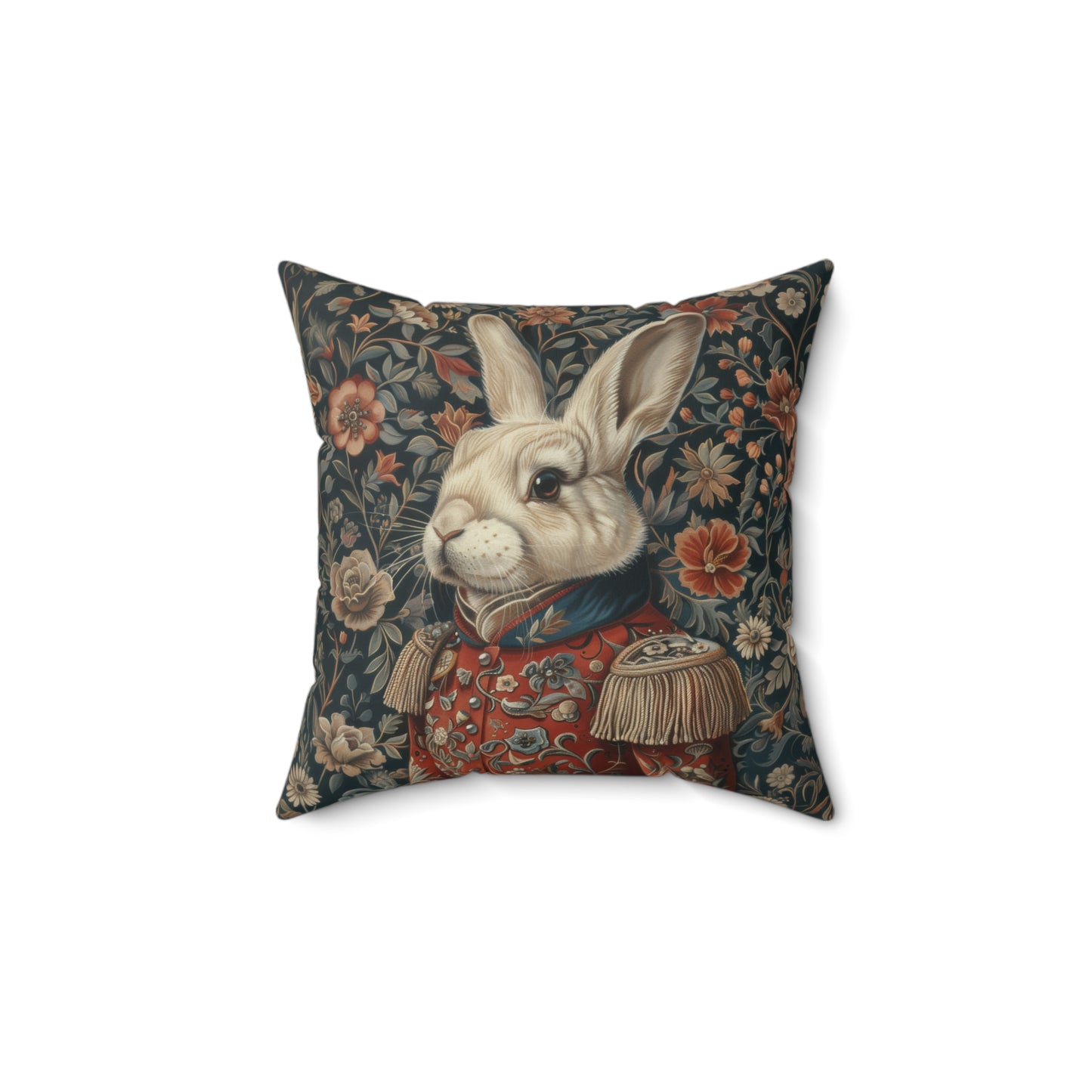 Christmas Nutcracker Rabbit Pillow: William Morris Inspired Holiday Decor