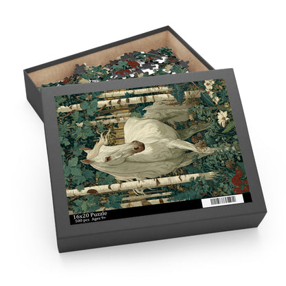 White Horse Woodland Puzzle, William Morris Inspired Forest Jigsaw for Adults & Teens