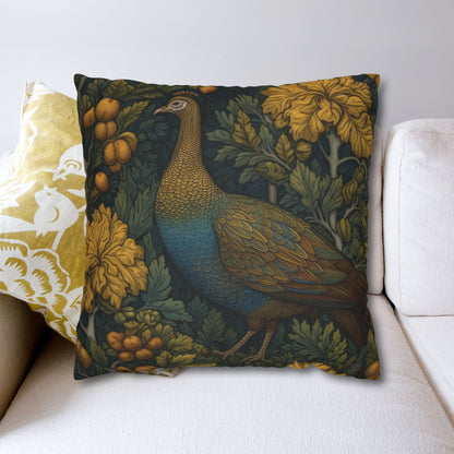 William Morris Inspired Wild Turkey Pillowcase: Botanical Cottagecore Decor