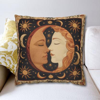 Celestial Harmony Pillow,case Moon & Sun Design, Boho Decor, Cozy Home Accent, Starry Night Gift, Astrology Lovers