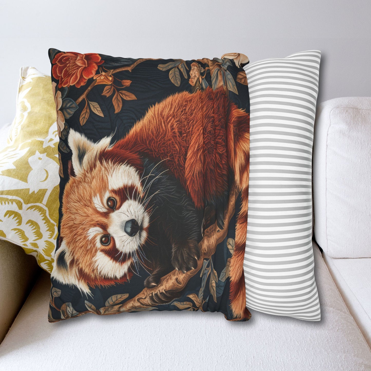 Cozy Red Panda Pillowcase: Forestcore Spun Polyester Decorative Cushion