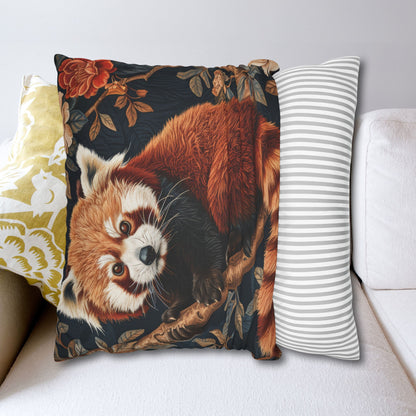 Cozy Red Panda Pillowcase: Forestcore Spun Polyester Decorative Cushion