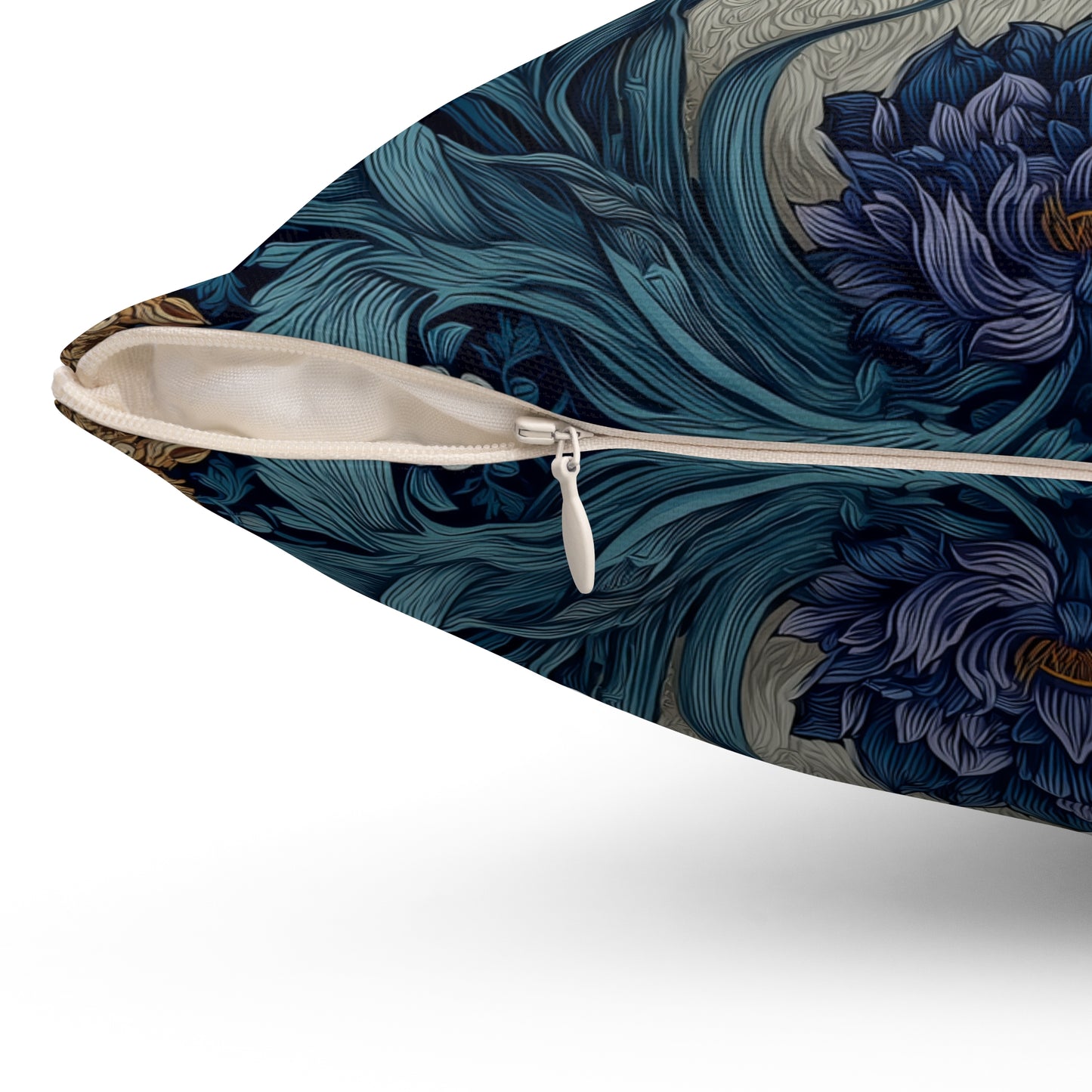 White Rabbit Floral Pillow, William Morris Style Botanical Bunny Cushion for Cozy Home Décor