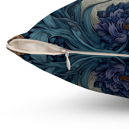 White Rabbit Floral Pillow, William Morris Style Botanical Bunny Cushion for Cozy Home Décor