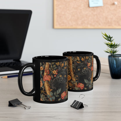 Gothic Black Cat Mug - Cozy Coffee Cup for Cat Lovers, Stylish Drinkware for Home, Unique Gift for Halloween, Floral Cat Design, [...]