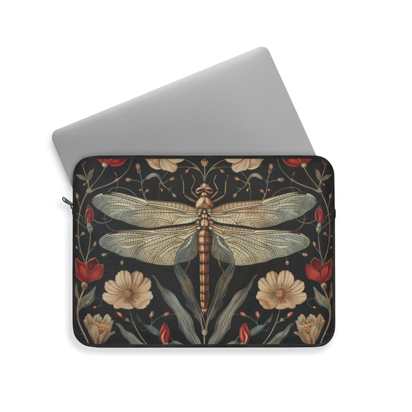 Botanical Dragonfly Laptop Sleeve, William Morris Inspired Insect Art Case, Vintage Floral Laptop Cover (12”, 13”, 15”)