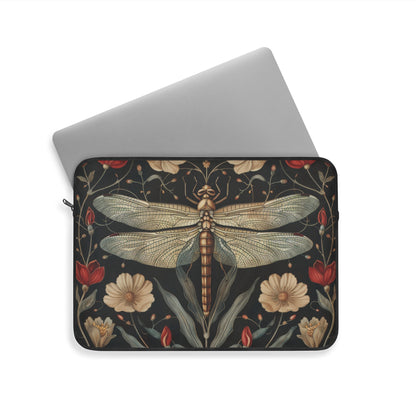 Botanical Dragonfly Laptop Sleeve, William Morris Inspired Insect Art Case, Vintage Floral Laptop Cover (12”, 13”, 15”)