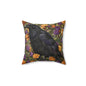 Mystical Raven Halloween Roses Throw Pillow | William Morris Inspired Raven Halloween Pillow Decor