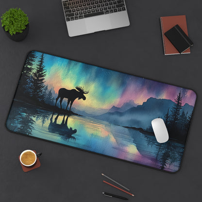 Aurora Moose Desk Mat, Northern Lights Mouse Pad, Night Sky Landscape Desk Pad, Nature Aesthetic Workspace Decor
