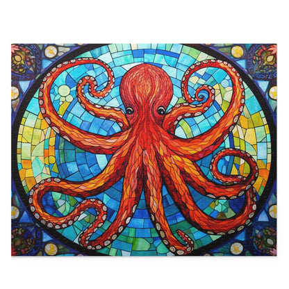 Psychedelic Octopus Stained Glass Jigsaw (120, 252, 500-Piece) Adult Jigsaw Puzzle, Gift Him Her