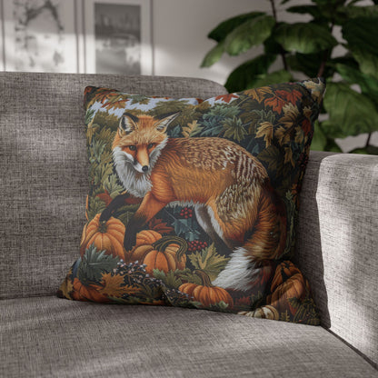 Woodland Fox Jumping Pumpkins Patch Decorative Pillowcase