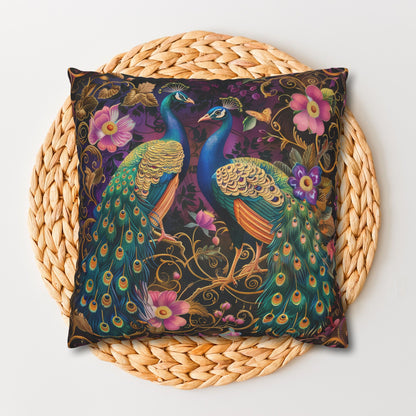 Pillowcase Peacocks Pink Florals Victorian Ornate Decorative, William Morris Inspired Home Decor