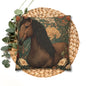Majestic Horse Floral Pillow, William Morris Style Botanical Equestrian Cushion