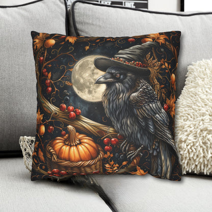 Witch Raven Pumpkin Square Pillowcase
