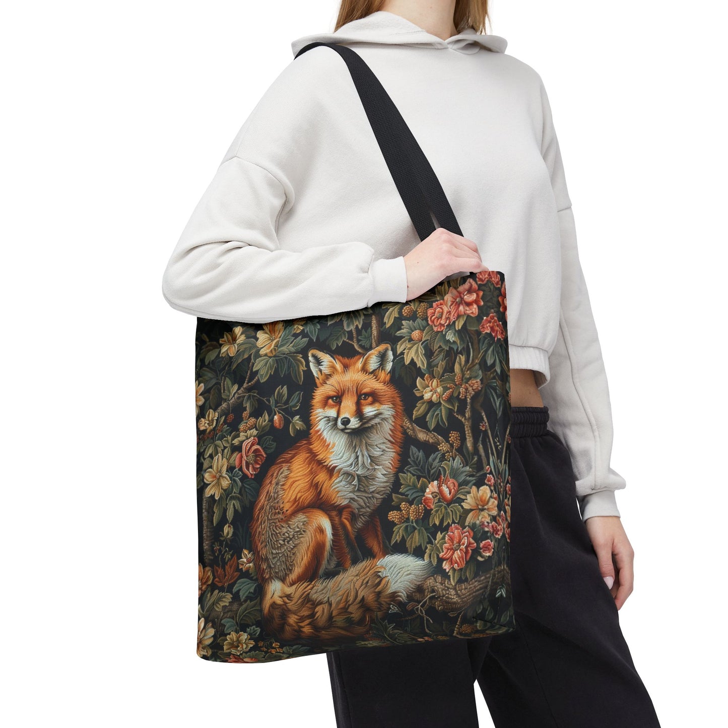 Forest Fox Tote Bag | William Morris Inspired | Hedgehog Floral Tote Bag, Eco-Friendly Carryalllogo