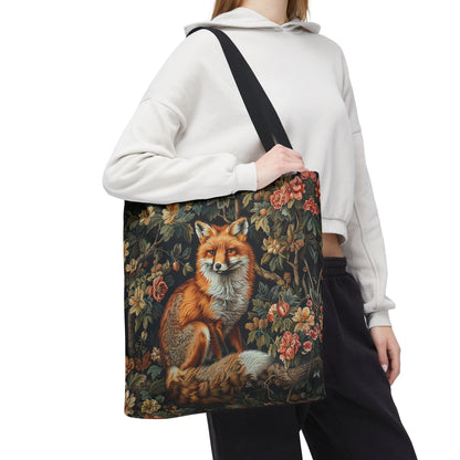 Forest Fox Tote Bag | William Morris Inspired | Hedgehog Floral Tote Bag, Eco-Friendly Carryalllogo