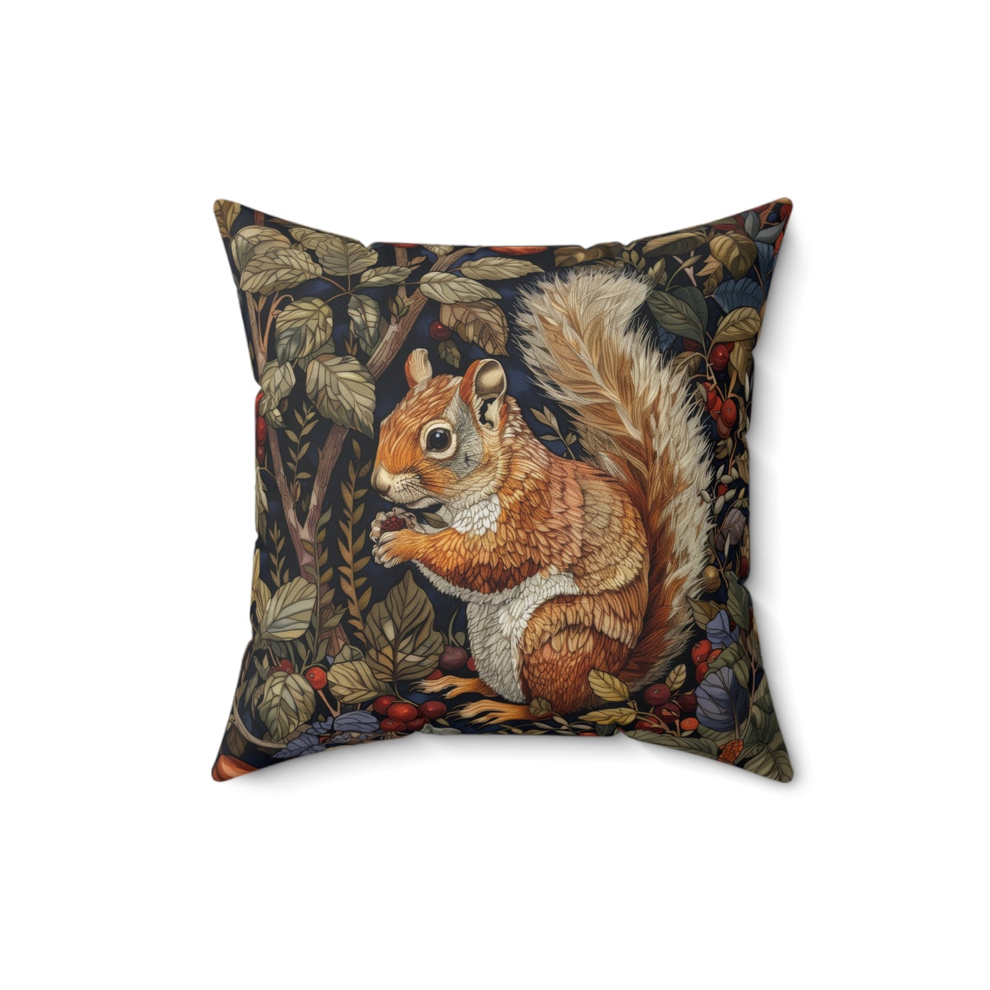 Squirrel Berry William Morris Inspired | Squirrel Ancient Decorative Pillow