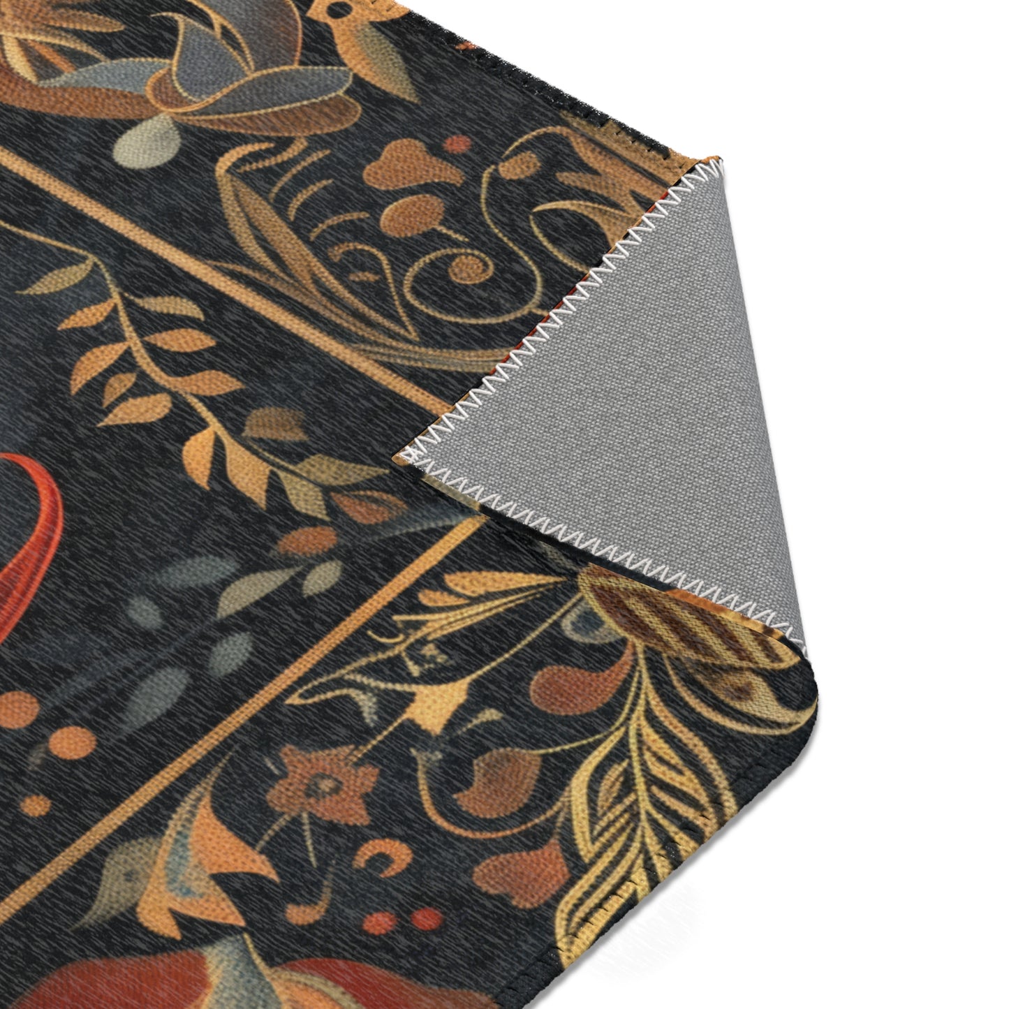 hoenix Rising Tapestry Area Rug – Elegant Black & Gold Mythical Bird Design for Living Room, Bedroom, or Entryway