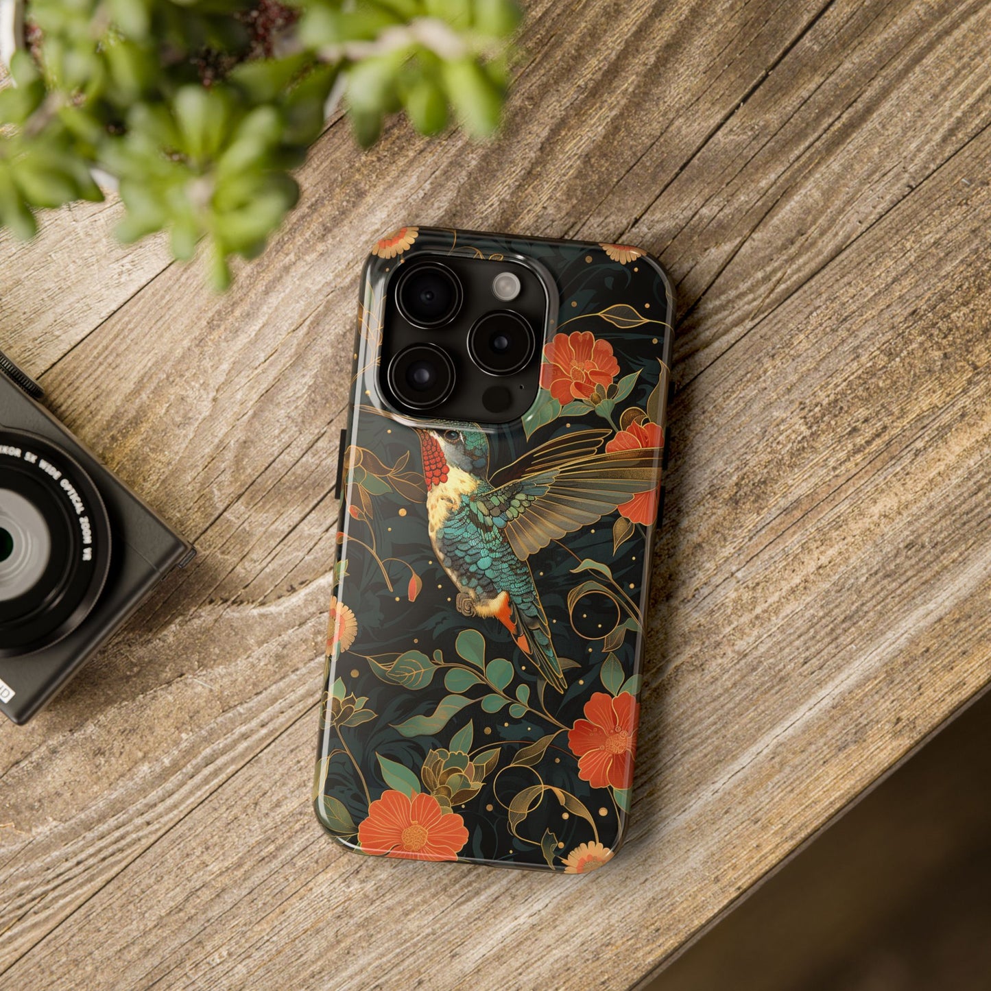 Art Deco Hummingbird Print in The Style of William Morris iPhone Tough Case