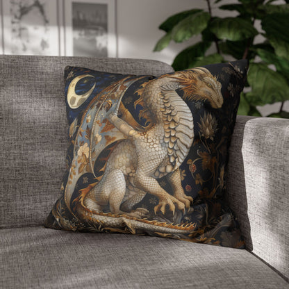 Victorian Dragon Crescent Moon And Stars in Whimsical Night Pillowcase