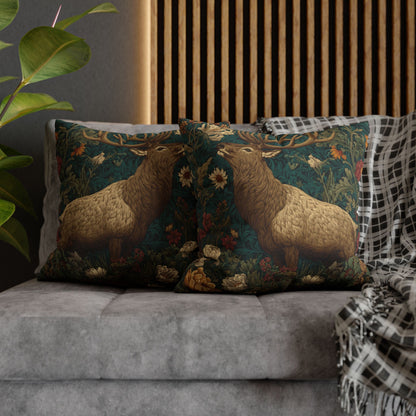 Majestic Elk Floral Pillowcase, William Morris Inspired Woodland Elf Decorative Pillow