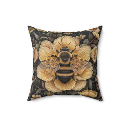 Botanical Bumblebee Pillow: William Morris Art Nouveau Cushion