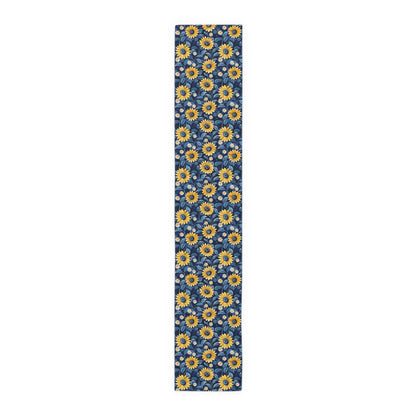 Sunflower Table Runner, Rustic Farmhouse Floral Dining Decor, Fall Tabletop Accent