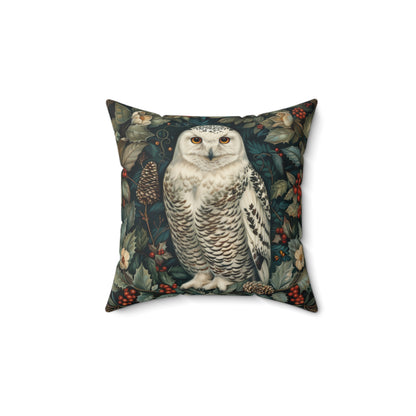 William Morris Inspired Snow Owl Winter Botanicals Home Decor Pillow