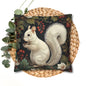 White Squirrel Decorative Pillowcase, Woodland Floral Accent