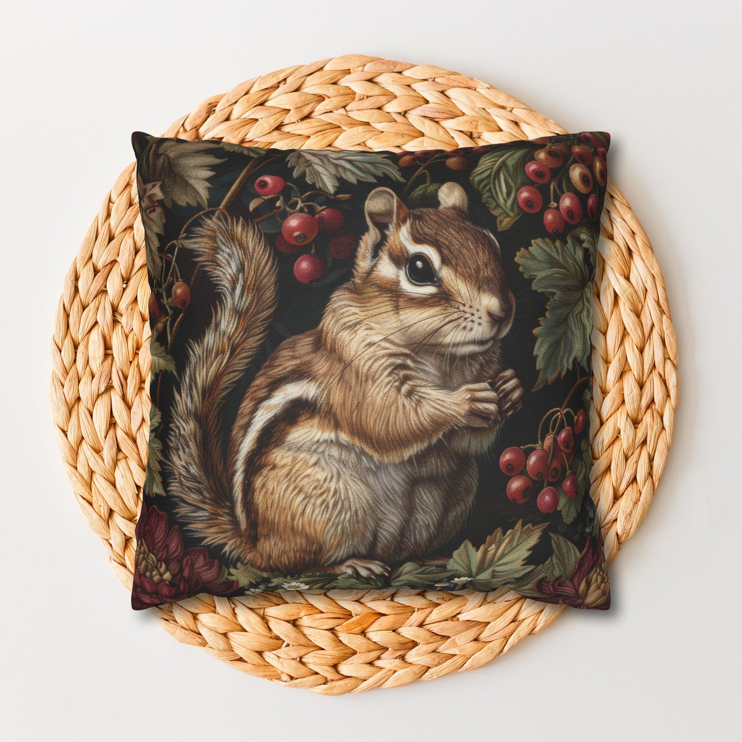 William Morris Inspired Botanical Chipmunk Pillowcase