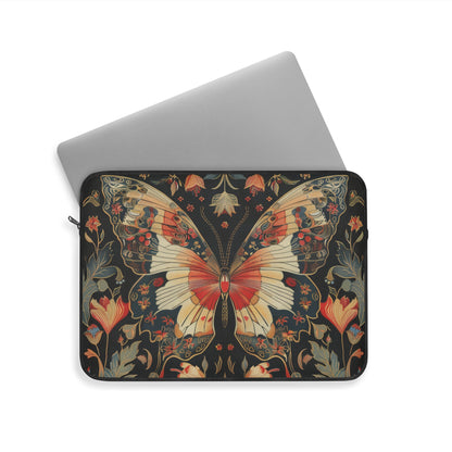 Butterfly Laptop Sleeve, William Morris Inspired Vintage Floral Art Case, Elegant Botanical Insect Laptop Cover (12”, 13”, 15”)