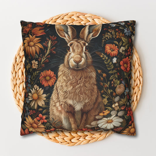 William Morris Hare Pillowcase: Floral Accent Cushion, Animal Lover Gift