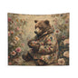 Bear Tea Time Tapestry Cozy Floral Wall Hanging