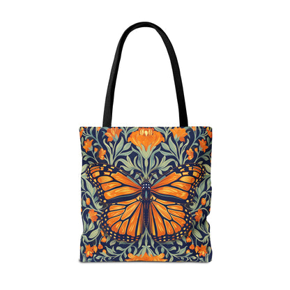 William Morris Inspired Monarch Butterfly Spring Tote Bag, Eco-Friendly Carryall