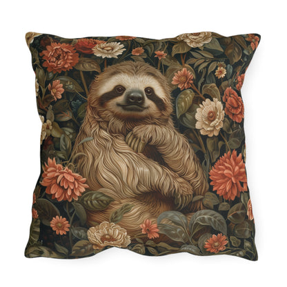 Sloth Outdoor Pillow, Cute Animal Throw Pillow, Tropical Wildlife Cushion, Botanical Accent Pillow, Jungle Decor, Nature Lover Gift, Sloth Lover Pillow