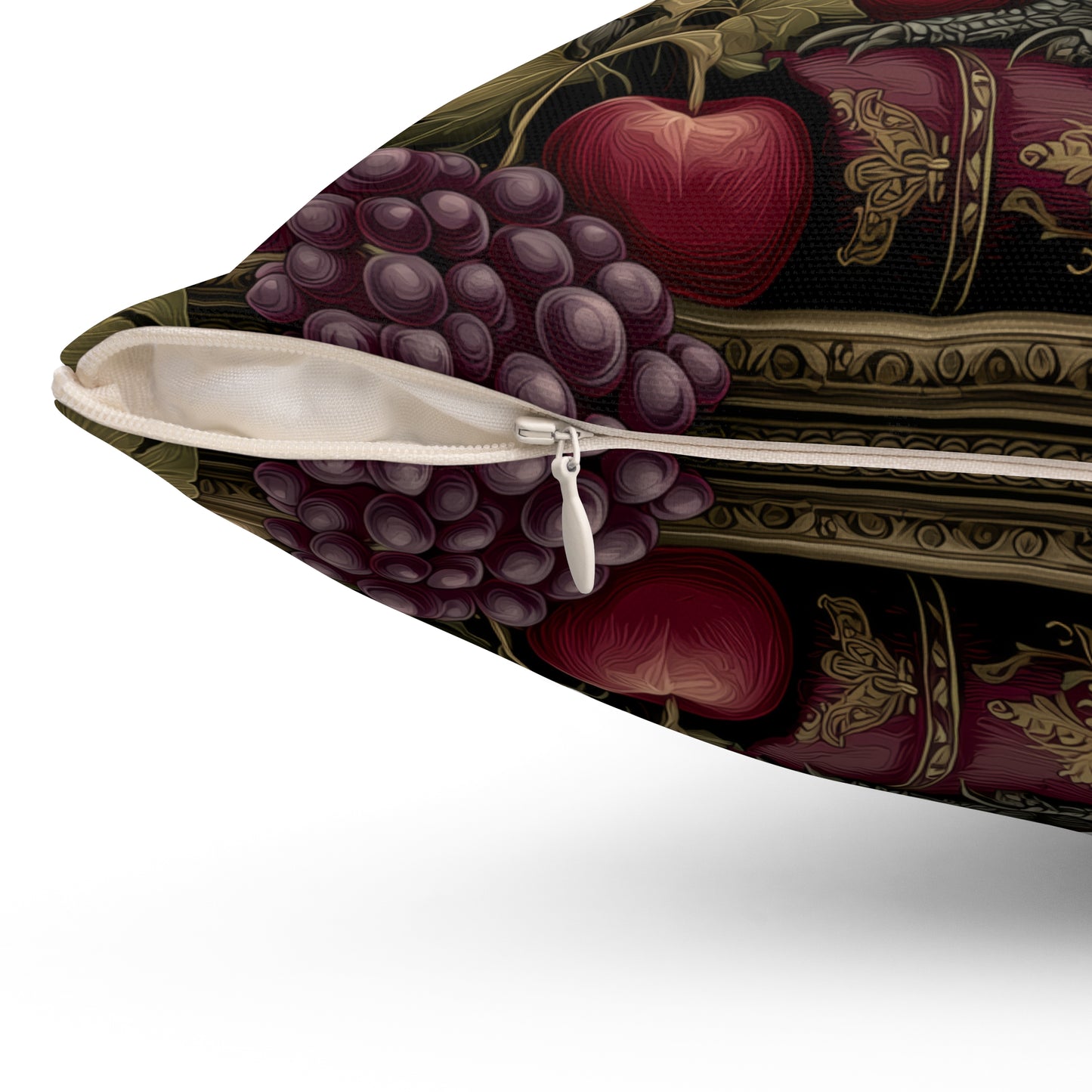 Gothic Raven & Peony Candle Pillow, Dark Academia Bird Cushion with Fruit and Floral Design, Halloween Home Decor