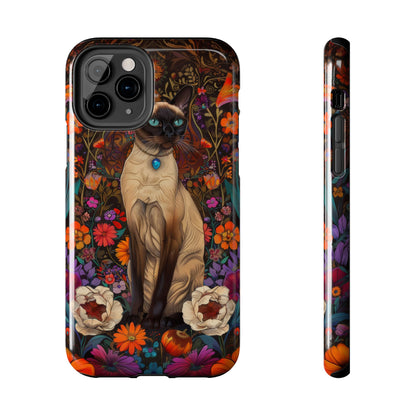 Art Deco Siamese Cat In The Style of William Morris iPhone Tough Case