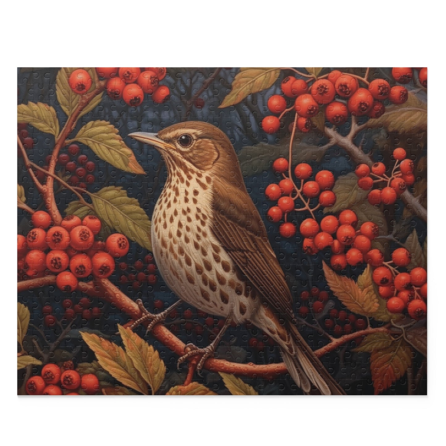 Song Thrush Bird William Morris Inspired (120, 252, 500-Piece) Adult Jigsaw Puzzle, Gift Him Her