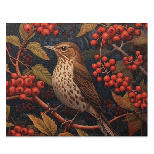Song Thrush Bird William Morris Inspired (120, 252, 500-Piece) Adult Jigsaw Puzzle, Gift Him Her