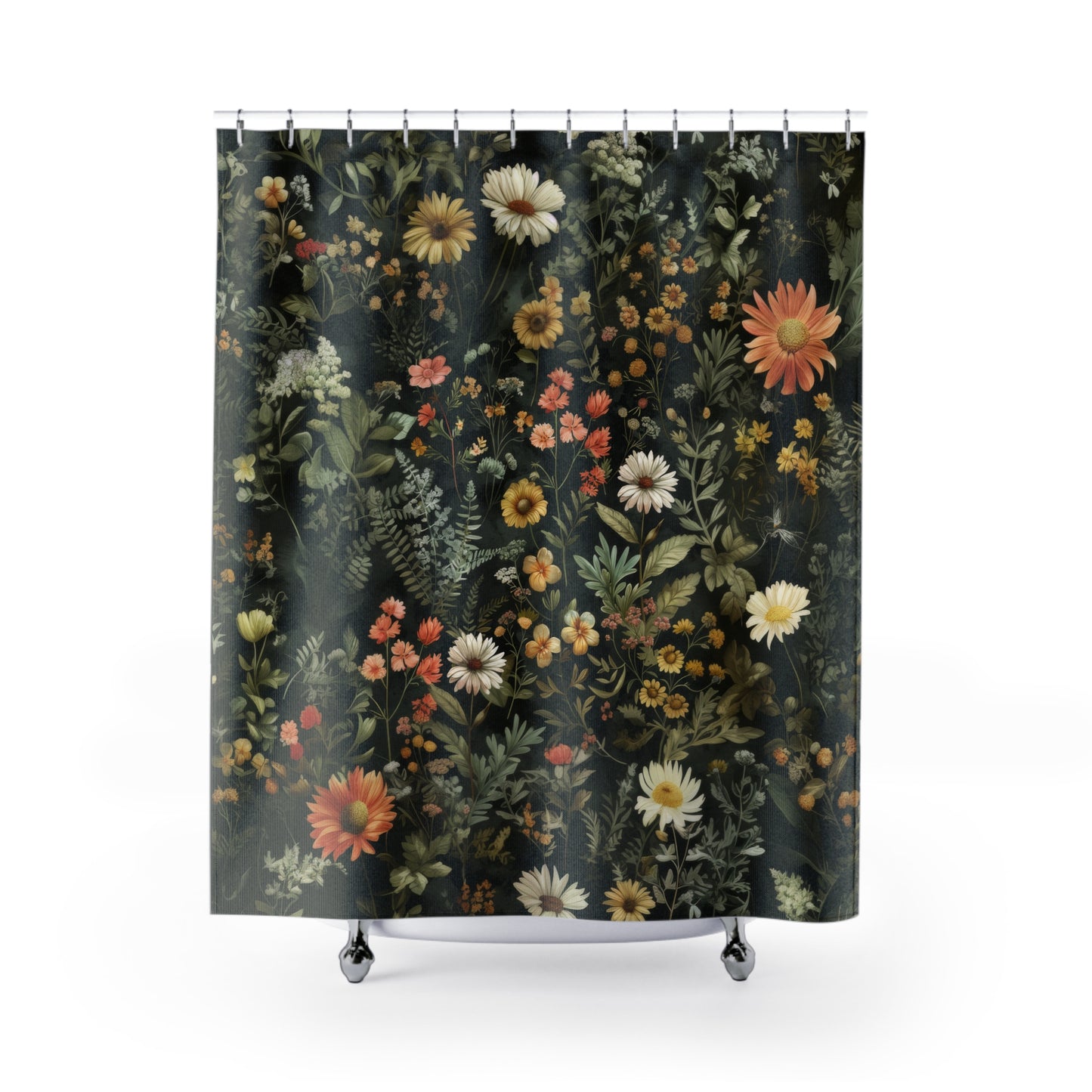 Cottage Botanical Wildflowers Pattern Polyester Shower Curtain