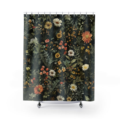 Cottage Botanical Wildflowers Pattern Polyester Shower Curtain