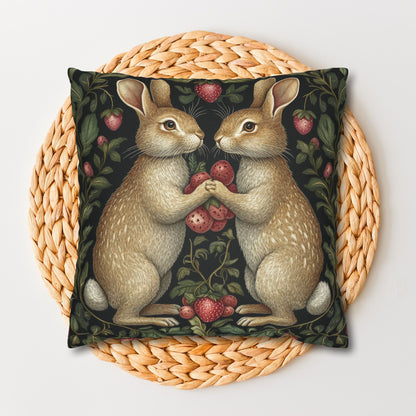 Rabbit & Strawberry Pillowcase: Whimsical Home Decor Cushion