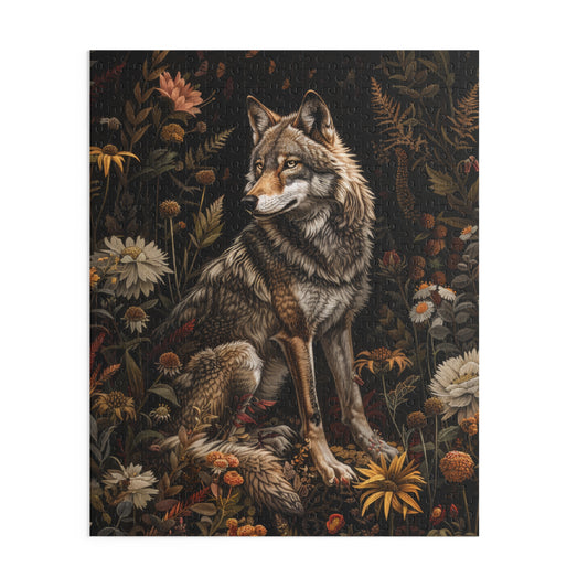 William Morris Inspired Forest Wolf Puzzle Box (120, 252, 500-Piece) Family Jigsaw Puzzle, Puzzle Box Gift