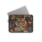 Tiger Laptop Sleeve, William Morris Inspired Jungle Floral Art Case, Vintage Botanical Wildlife Laptop Cover (12”, 13”, 15”)