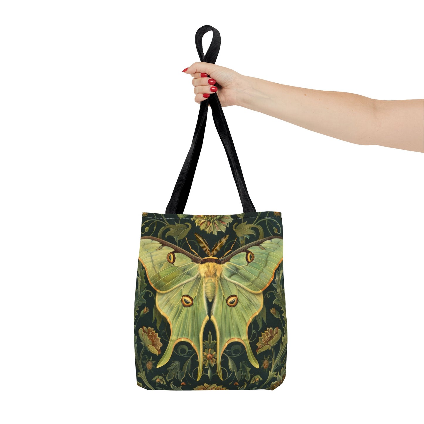 Woodland Luna Moth Tote Bag William Morris Inspired, Green Tote Bag, Eco-Friendly Carryall