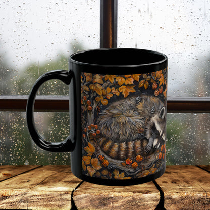 Sleeping Raccoon Mug, Nature Lover Gift, Coffee Cup, Tea Mug, Forest Animal Kitchen Decor, Cute Wildlife Ceramic Drinkware