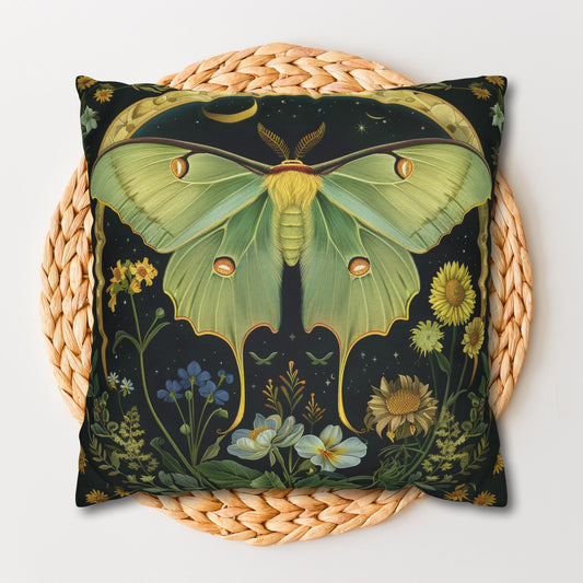 Luna Moth Crescent Moon Pillowcase