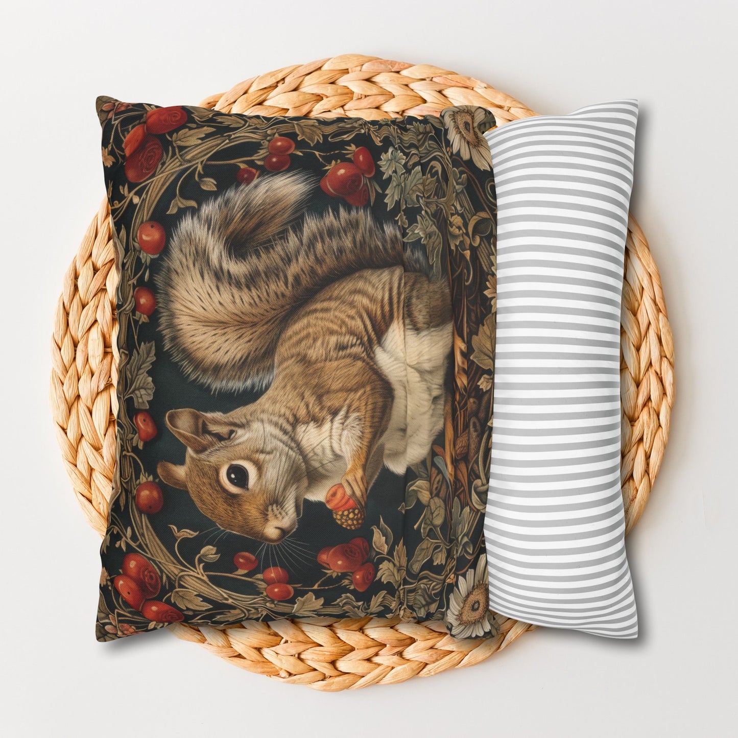 Botanical Squirrel Throw Pillowcase