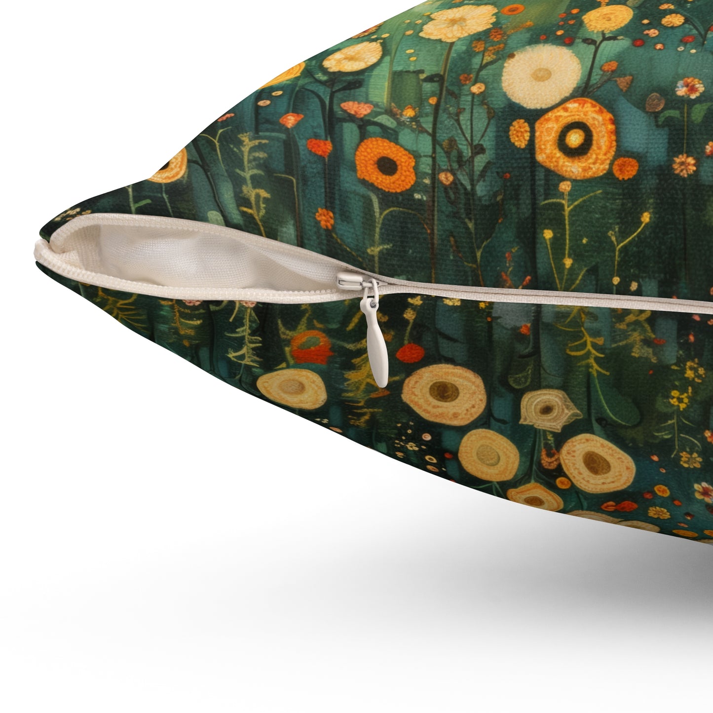 Moonlit Forest Decorative Pillow, Gustav Klimt Inspired Night Sky Botanical Cushion