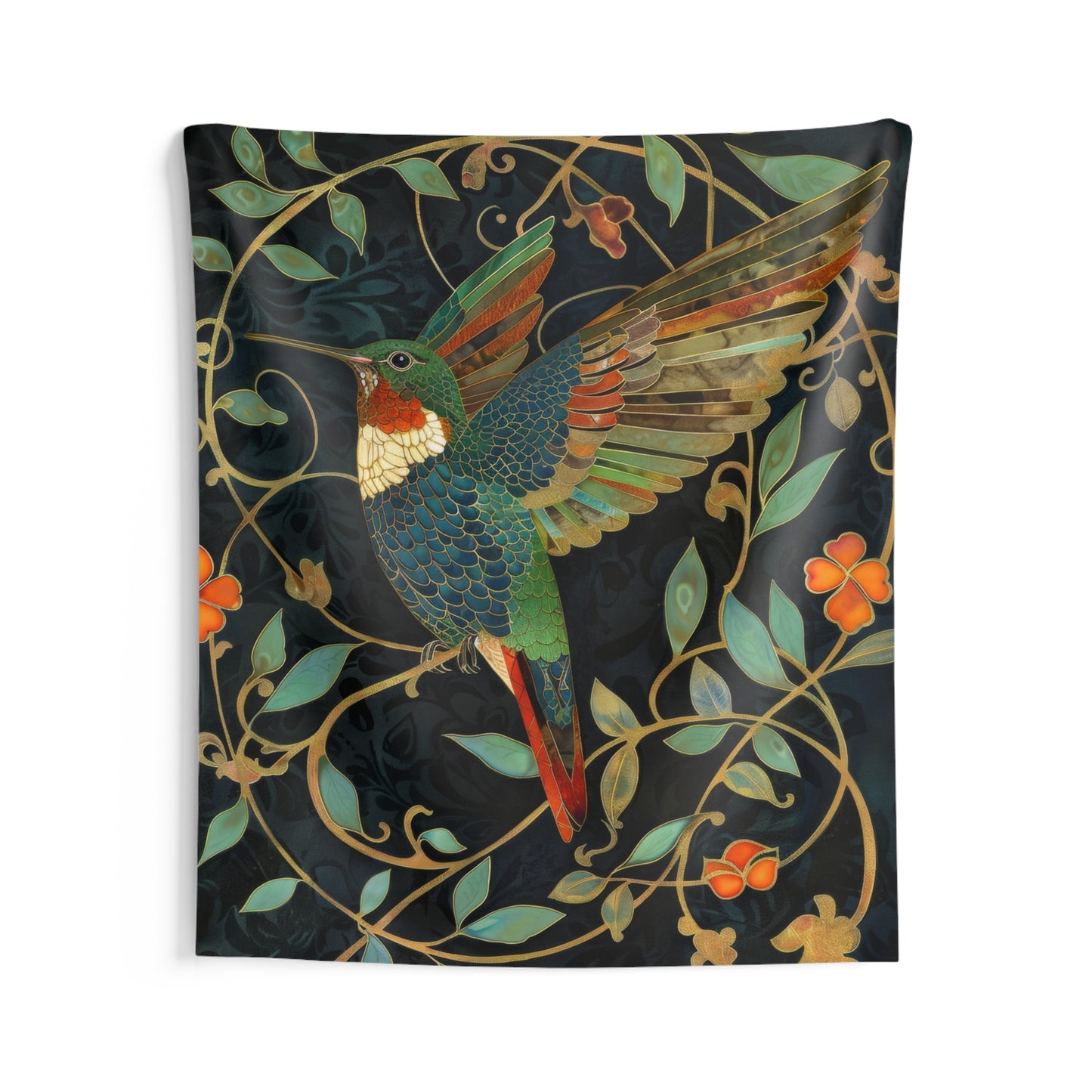 Tapestry of Humming Bird Art Deco William Morris Inspired Indoor Wall Tapestries